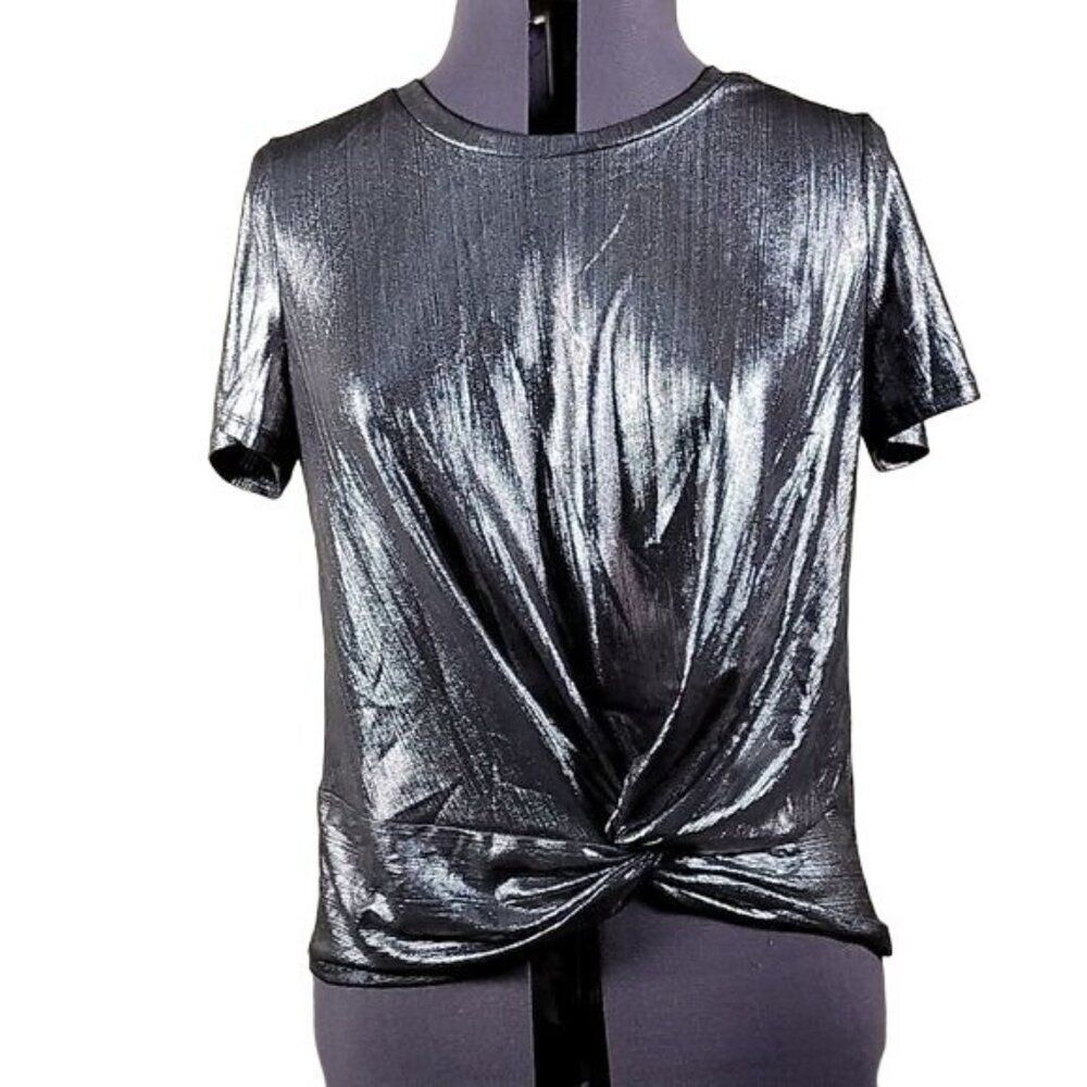Love, Fire Juniors' Metallic Twist-Front Top Sz XL